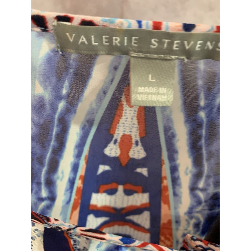 Valerie Stevens sheer peasant blouse BoHo red white and blue Large - Picture 3 of 12